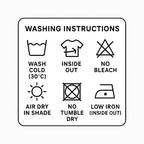 Washing and care instructions for 4three oversized cotton t-shirts with symbols