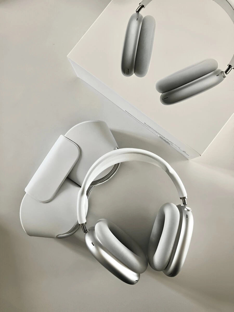 Over-ear AerPods Max headphones with carrying case