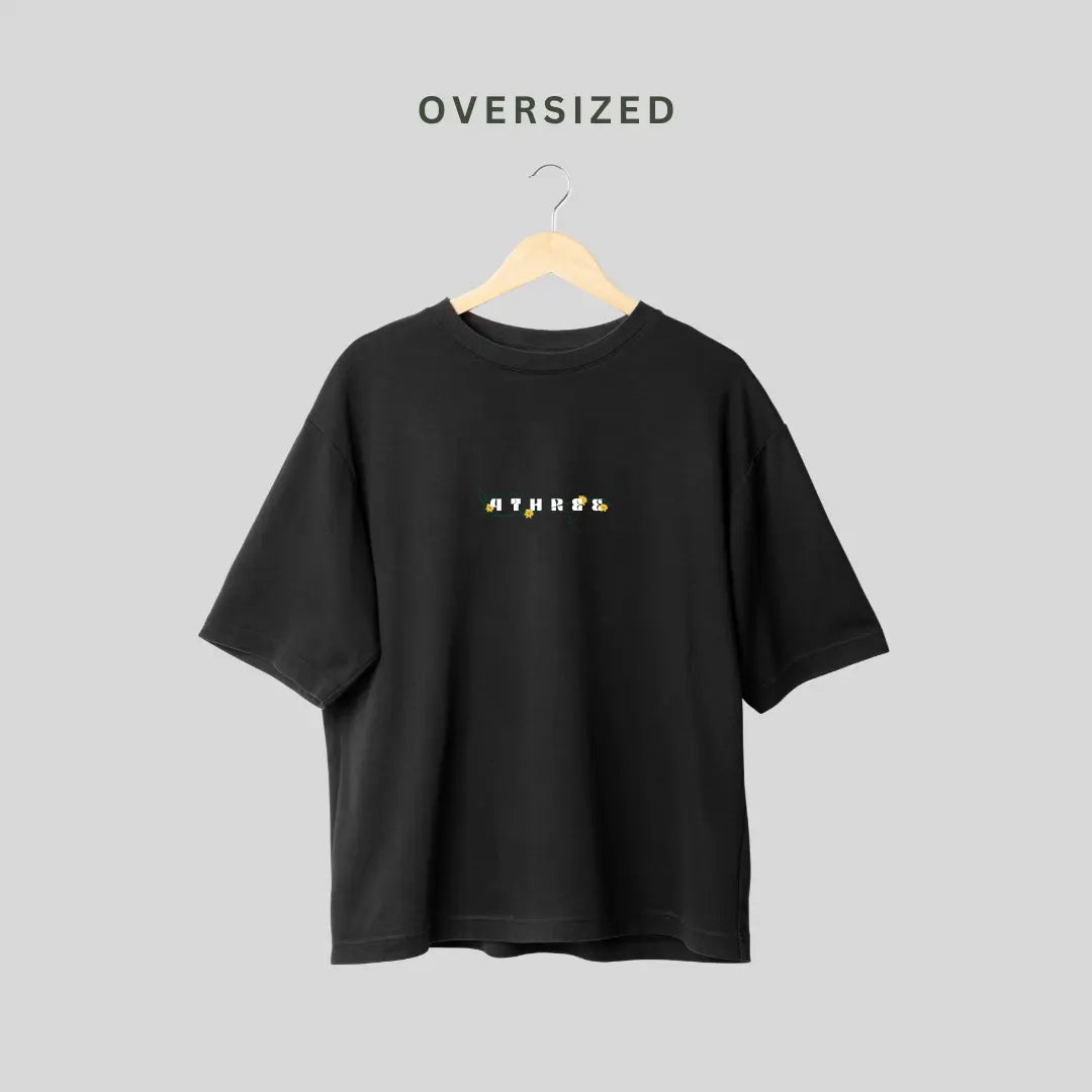 4three black sunflower oversized t-shirt streetwear style